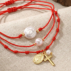 3 шт. браслет с имитацией жемчуга и латунными подвесками&nbsp;OQ8037-5