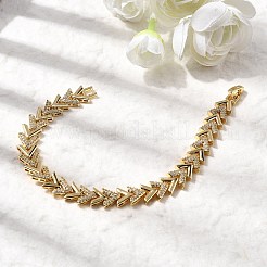 Браслеты-цепочки из латуни с V-образным звеном и микропаве из прозрачных кубических цирконий&nbsp;BJEW-C130-04G