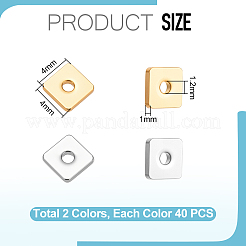 80 шт. 2-х цветные разделительные бусины из нержавеющей стали 304&nbsp;STAS-UN0064-20