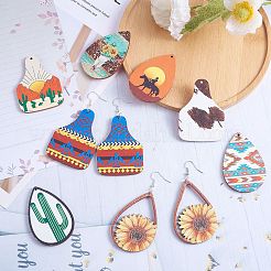 24шт 12 стильные односторонние большие подвески из липы с принтом&nbsp;WOOD-SZ0001-28