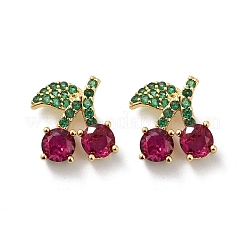 Серьги-гвоздики из вишневой латуни с микропаве из кубических цирконий&nbsp;EJEW-F895-26A-G