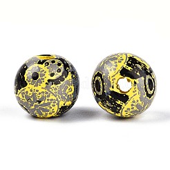 Бусины из дерева схима в богемном стиле с принтом&nbsp;WOOD-T032-31G