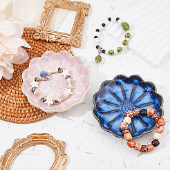 2 шт. 2-х цветная фламбированная глазурованная пластина в форме лотоса для колец&nbsp;AJEW-DC0001-38