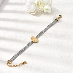 Женские браслеты с изображением Девы Марии из нержавеющей стали 304&nbsp;BJEW-K295-01B-GP