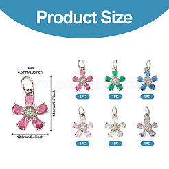 6 шт. 6 цвета латунные подвески с микропаве и кубическим цирконием&nbsp;KK-TA0002-10P