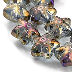 Нити прозрачных стеклянных бусин с гальваническим покрытием в форме полурадуги&nbsp;EGLA-G037-07A-HR02