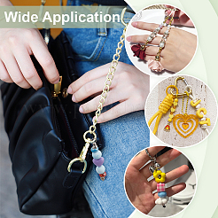 30шт 5-цветный брелок для ключей из сплава и железа с бусинами&nbsp;FIND-PH0026-68