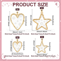 4 шт. 4 стиля подвески из латуни и эпоксидной смолы&nbsp;KK-PH0013-72