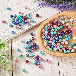 150 шт. 6 стилей окрашенных бусин из натуральной и синтетической императорской яшмы G-TA0002-40
