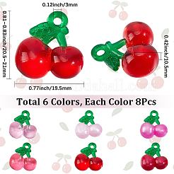 48шт 6 цвета прозрачные подвески из смолы&nbsp;RESI-SC0036-63A