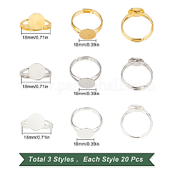 60 шт. 3-х цветные латунные регулируемые кольца&nbsp;KK-SC0001-96