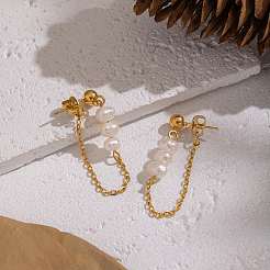 Овальные серьги-гвоздики с цепочкой и кисточкой из нержавеющей стали 304&nbsp;BJ9106