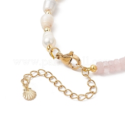 Браслеты для женщин из натурального розового кварца и культивированного пресноводного жемчуга&nbsp;BJEW-JB13249-03