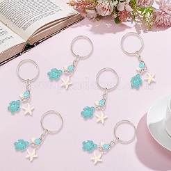 20 брелок с подвеской в виде черепахи с морской звездой из искусственной бирюзы&nbsp;KEYC-CP0001-47A