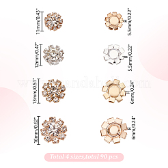 60 шт. 4 стиля кубического циркония с кабошонами из сплава&nbsp;DIY-AR0004-03B