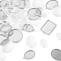 12 шт. 6 стиля подвески из нержавеющей стали 304 с кабошонами&nbsp;STAS-TA0003-21