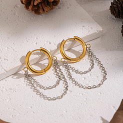 Двухцветные серьги-кольца из нержавеющей стали 304&nbsp;RC0158