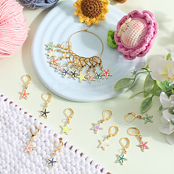 Подвески из эмали из сплава морской звезды&nbsp;HJEW-SC00051