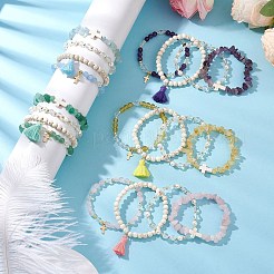 4шт 4 стиля браслеты из натуральных драгоценных камней с бусинами&nbsp;BJEW-JB11596