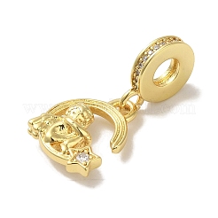 Стеллажное покрытие латунь микро паве прозрачный кубический цирконий европейские подвески-подвески&nbsp;KK-P272-15G