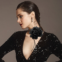 1 шт. ретро-ткань роза цветок вощеный шнур обертка колье колье для женщин&nbsp;NJEW-CP0001-05A