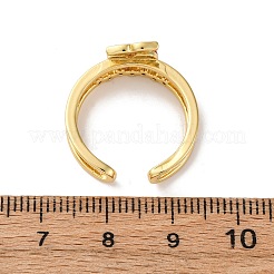 Латунные микропаве кубические цирконии регулируемые открытые манжеты кольца для женщин&nbsp;RJEW-U057-17C-G