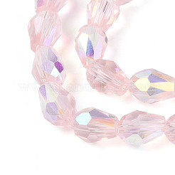 Прозрачные стеклянные бусины гальваническим пряди&nbsp;EGLA-N023-6x8mm-A03