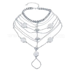 Браслеты на ногу с многослойной цепочкой и диском из сплава для женщин&nbsp;FS-WG9630E-02