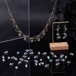 150 шт. гальванизированные прозрачные стеклянные граненые капли бусины&nbsp;EGLA-DC0001-16