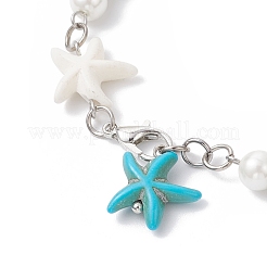 Браслеты из синтетической бирюзы в виде морских звезд для женщин&nbsp;BJEW-JB12469-03