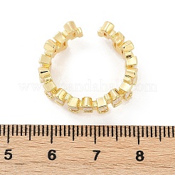 Прямоугольные латунные микропаве прозрачные кубические цирконии открытые кольца-манжеты для женщин&nbsp;RJEW-G343-23G