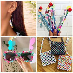 500шт 5 стильные непрозрачные белые акриловые бусины&nbsp;SACR-TA0001-20