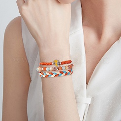 Набор браслетов с плетеным шнуром из вощеной полиэфирной нити&nbsp;BJEW-SW00032-04