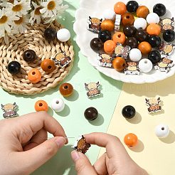 Крупный рогатый скот и круглые деревянные бусины&nbsp;WOOD-CJ0002-31