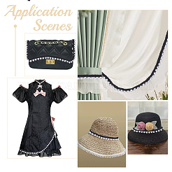 5 ярд полиэстеровой кружевной ленты с круглыми пластиковыми бусинами-жемчужинами по краю&nbsp;OCOR-WR0001-69B