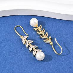 Серьги-подвески из латуни с микропаве из прозрачных кубических цирконий&nbsp;EJEW-C172-03G