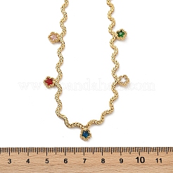 Ожерелья-кисточки из нержавеющей стали 304 с разноцветными кубическими цирконами для женщин&nbsp;NJEW-V015-01G-C