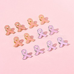 12 шт. 2 стиля розовая лента эмалированная булавка для осведомленности о раке груди&nbsp;JEWB-FS0001-08