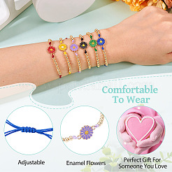 6шт 6-цветный сплав эмалевых звеньев браслеты для женщин&nbsp;BJEW-TAC0042