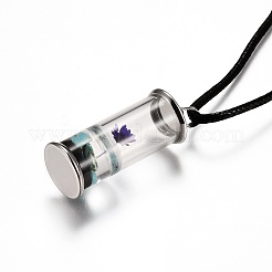 Стеклянные бутылки желая кожаный шнур кулон ожерелья&nbsp;NJEW-Z009-A