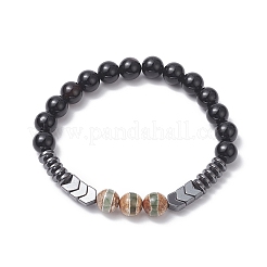 Окрашенный натуральный и синтетический смешанный драгоценный камень браслет из бисера стрейч для женщин&nbsp;BJEW-JB09364