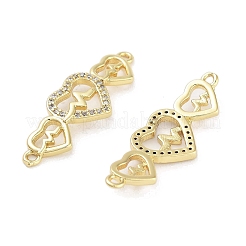 Покрытие стойки латунь микро-паве прозрачный кубический цирконий разъем тройное сердце&nbsp;KK-Z064-32G