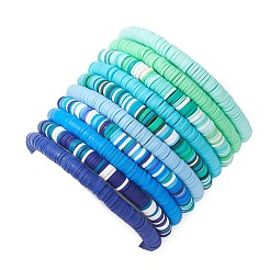 10шт 10-х цветные браслеты ручной работы из полимерной глины heishi и латунных бусин для женщин&nbsp;BJEW-MZ00198