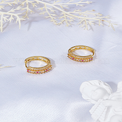 1 пара серег-колец из латуни с микропаве из кубического циркония&nbsp;EJEW-LP0004-84