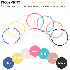 7 пара больших серег-колец Huggie Hoop из нержавеющей стали 201 двух цветов&nbsp;EJEW-DC0001-09