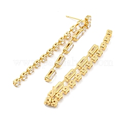 Прямоугольные серьги-гвоздики из латуни с микро-паве и кубическим цирконием для женщин&nbsp;EJEW-F326-14G