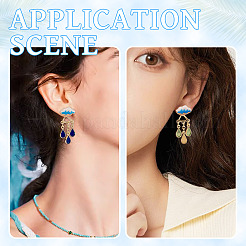 2 пара двухцветных сережек-гвоздиков из сплава с эмалью в форме капли для женщин&nbsp;EJEW-TA0001-49A