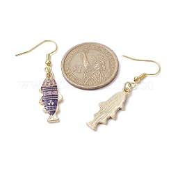 Серьги с подвесками из легкого золотого сплава с эмалью&nbsp;EJEW-JE05607-05