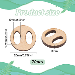 70 шт. деревянная пустая помпоновая шаровая съемная пуговица&nbsp;WOOD-BC0001-16