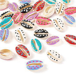 28шт 7 цвета натуральные бусины из ракушек каури&nbsp;SSHEL-TA0001-22